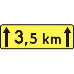 T-1a Tabliczka wskazująca odległość znaku informacyjnego od początku drogi lub pasa ruchu