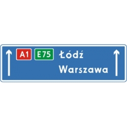 E-2d Drogowskaz tablicowy umieszczany nad jezdnią na autostradzie